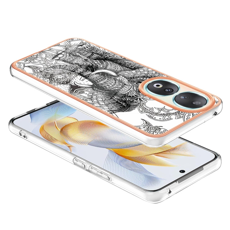 For Honor 90 5G Electroplating Marble Dual-side IMD Phone Case(Totem Elephant) - Honor Cases by buy2fix | Online Shopping UK | buy2fix