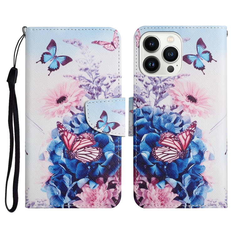 For iPhone 16 Pro Max 3D Colored Drawing Flip Leather Phone Case(Purple butterfly) - iPhone 16 Pro Max Cases by buy2fix | Online Shopping UK | buy2fix