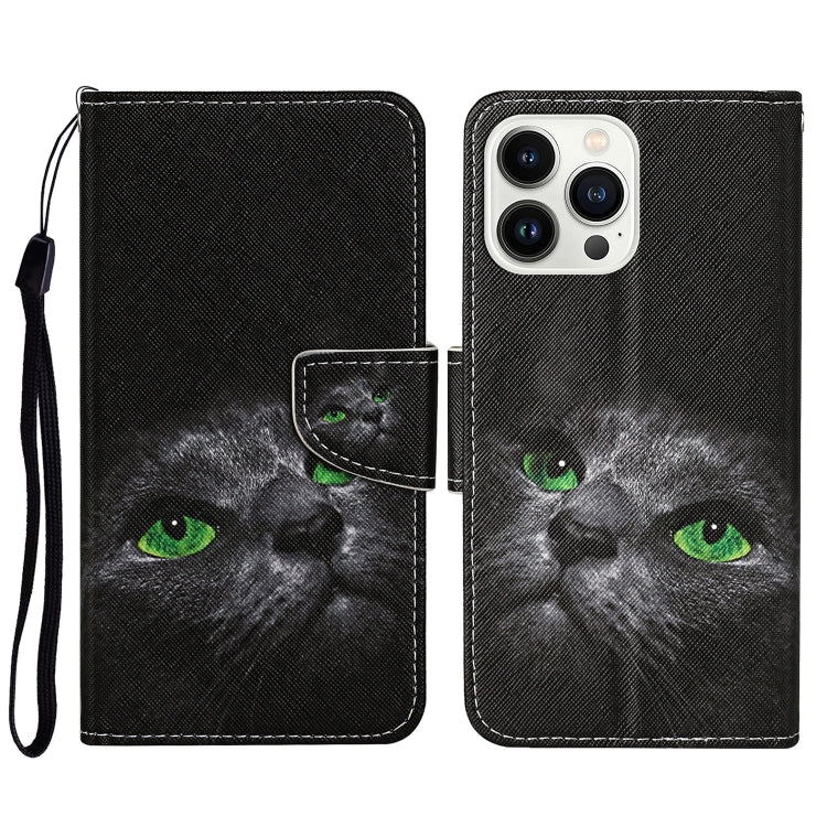 For iPhone 16 Pro 3D Colored Drawing Flip Leather Phone Case(Black Cat) - iPhone 16 Pro Cases by buy2fix | Online Shopping UK | buy2fix