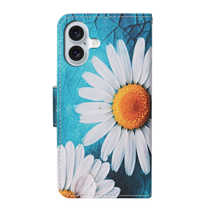 For iPhone 16 3D Colored Drawing Flip Leather Phone Case(Chrysanthemum) - iPhone 16 Cases by buy2fix | Online Shopping UK | buy2fix