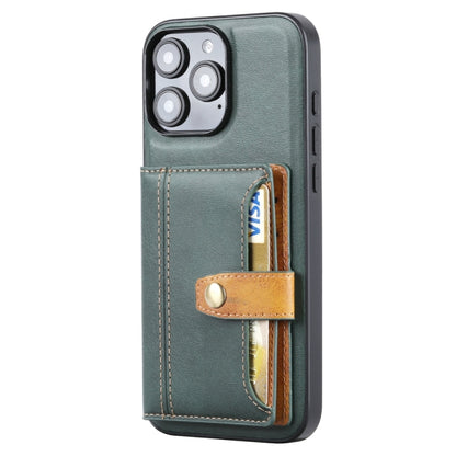 For iPhone 16 Pro Calfskin Card Slot TPU Hybrid PU Phone Case(Green) - iPhone 16 Pro Cases by buy2fix | Online Shopping UK | buy2fix