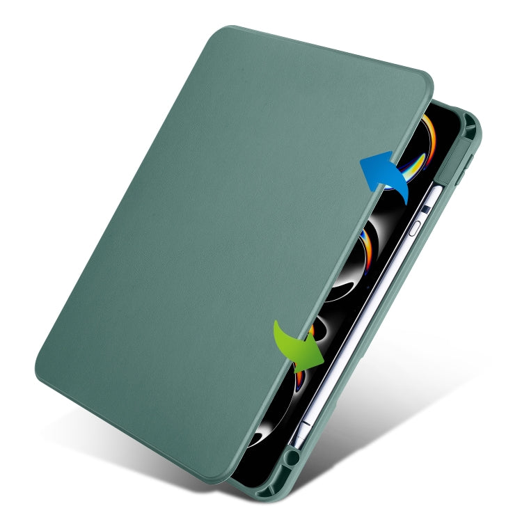 For iPad Pro 11 2024 Acrylic 360 Rotation Detachable Leather Tablet Case(Deep Green) - iPad Pro 11 2024 Cases by buy2fix | Online Shopping UK | buy2fix