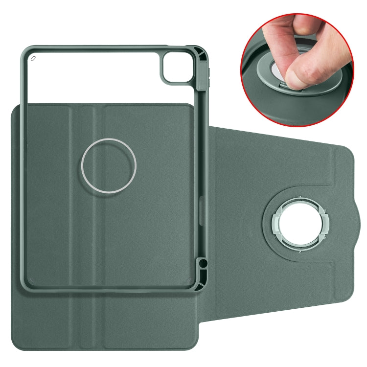 For iPad Pro 11 2024 Acrylic 360 Rotation Detachable Leather Tablet Case(Deep Green) - iPad Pro 11 2024 Cases by buy2fix | Online Shopping UK | buy2fix