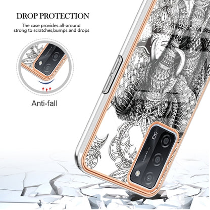 For OPPO A55 5G / A53s 5G / A54 4G Electroplating Marble Dual-side IMD Phone Case(Totem Elephant) - OPPO Cases by buy2fix | Online Shopping UK | buy2fix