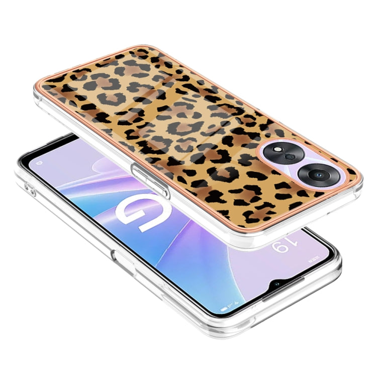 For OPPO A78 / A58 Electroplating Marble Dual-side IMD Phone Case(Leopard Print) - OPPO Cases by buy2fix | Online Shopping UK | buy2fix