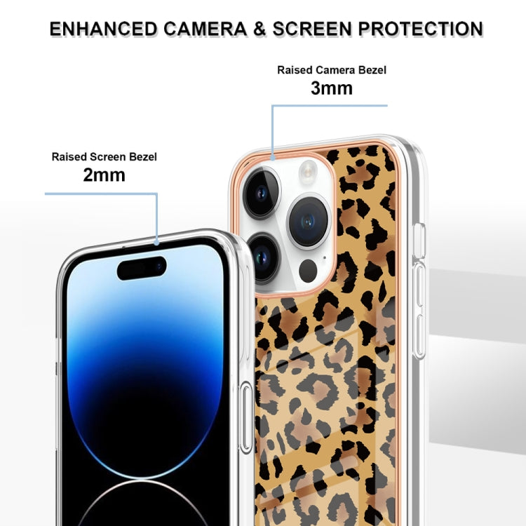 For iPhone 16 Pro Electroplating Marble Dual-side IMD Phone Case(Leopard Print) - iPhone 16 Pro Cases by buy2fix | Online Shopping UK | buy2fix