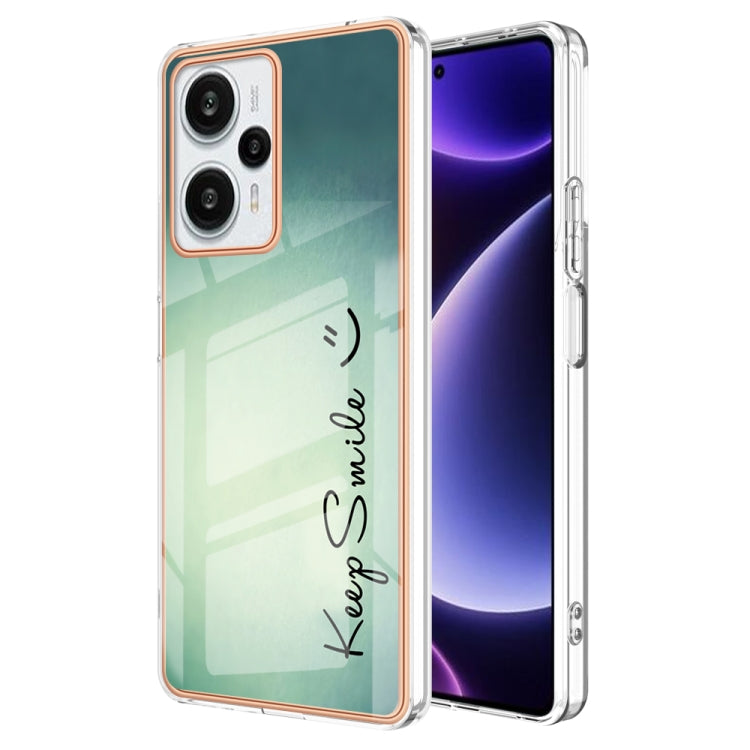 For Xiaomi Poco F5 / Redmi Note 12 Turbo Electroplating Marble Dual-side IMD Phone Case(Smile) - Xiaomi Cases by buy2fix | Online Shopping UK | buy2fix