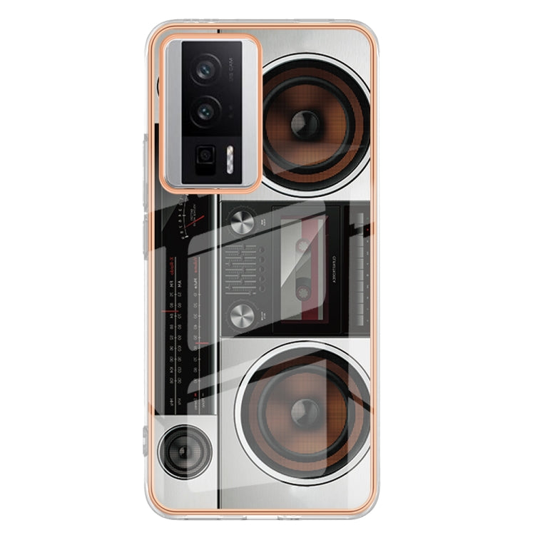 For Xiaomi Poco F5 Pro 5G / Redmi K60 Electroplating Marble Dual-side IMD Phone Case(Retro Radio) - Xiaomi Cases by buy2fix | Online Shopping UK | buy2fix