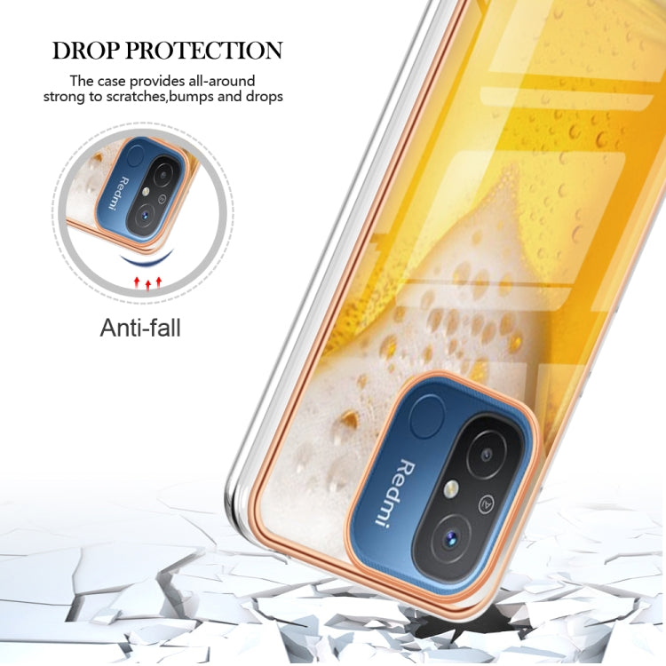 For Xiaomi Redmi 12C / 11A 4G Electroplating Marble Dual-side IMD Phone Case(Draft Beer) - Xiaomi Cases by buy2fix | Online Shopping UK | buy2fix