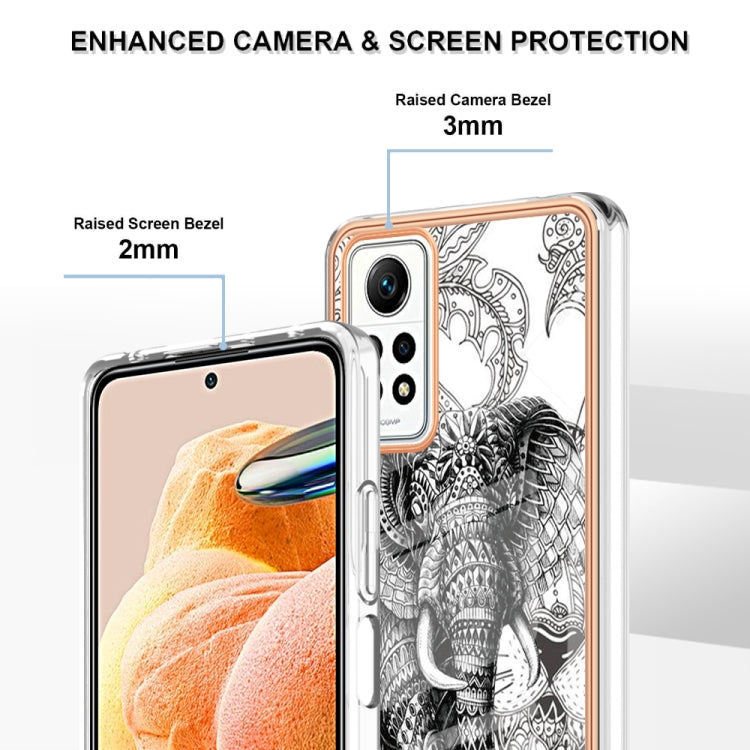 For Xiaomi Redmi Note 12 Pro 4G Global Electroplating Marble Dual-side IMD Phone Case(Totem Elephant) - Xiaomi Cases by buy2fix | Online Shopping UK | buy2fix