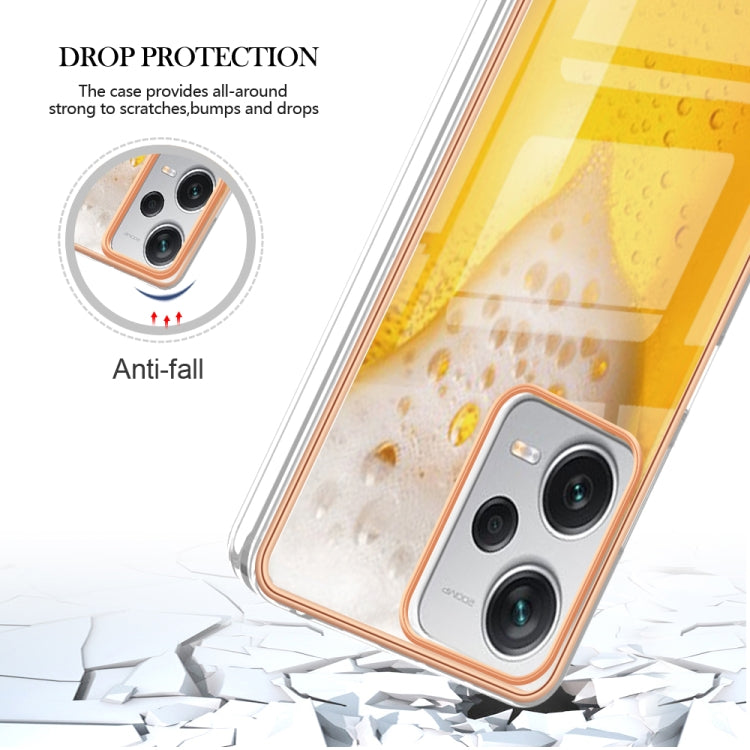 For Xiaomi Redmi Note 12 Pro+ Global Electroplating Marble Dual-side IMD Phone Case(Draft Beer) - Xiaomi Cases by buy2fix | Online Shopping UK | buy2fix