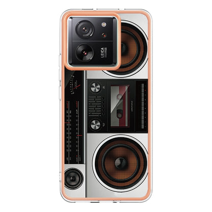 For Xiaomi 13T/13T Pro Electroplating Marble Dual-side IMD Phone Case(Retro Radio) - Xiaomi Cases by buy2fix | Online Shopping UK | buy2fix