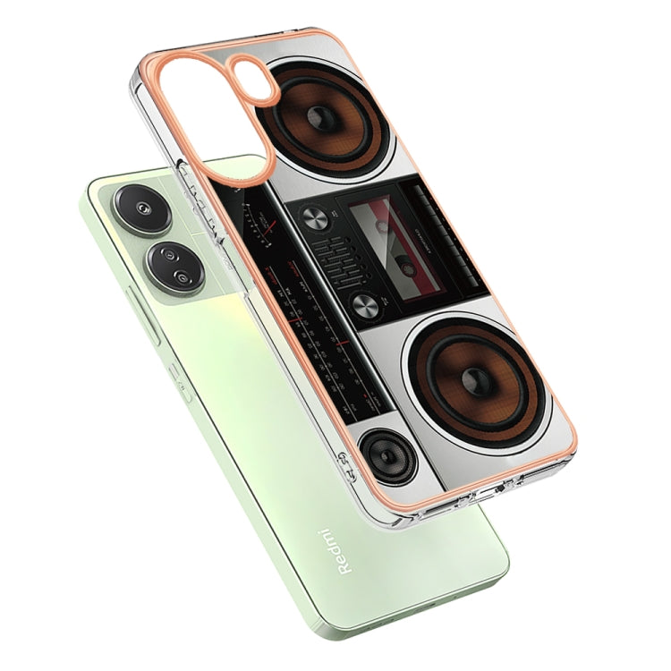 For Xiaomi Redmi 13C 4G Electroplating Marble Dual-side IMD Phone Case(Retro Radio) - 13C Cases by buy2fix | Online Shopping UK | buy2fix