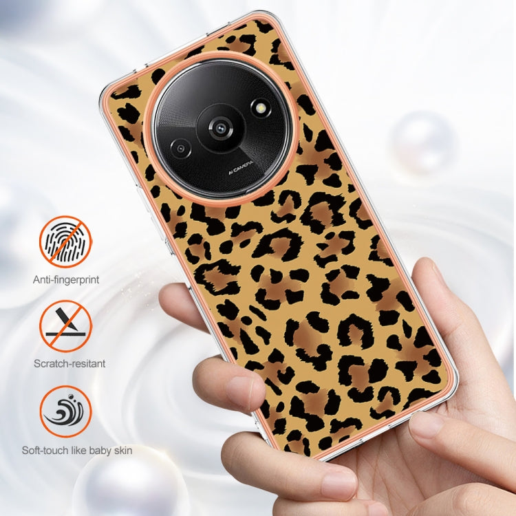 For Xiaomi Redmi A3 Electroplating Marble Dual-side IMD Phone Case(Leopard Print) - Xiaomi Cases by buy2fix | Online Shopping UK | buy2fix