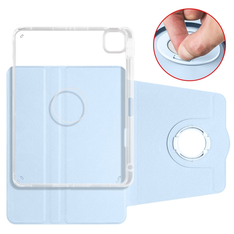 For iPad Air 11 2024 Clear Acrylic 360 Rotation Detachable Leather Tablet Case(Ice Blue) - iPad Air 11 2024 Cases by buy2fix | Online Shopping UK | buy2fix