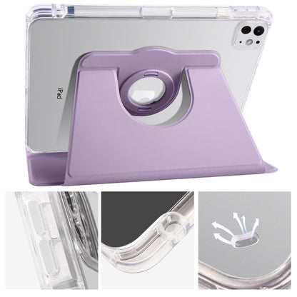 For iPad Pro 13 2024 Clear Acrylic 360 Rotation Detachable Leather Tablet Case(Light Purple) - iPad Pro 13 2024 Cases by buy2fix | Online Shopping UK | buy2fix