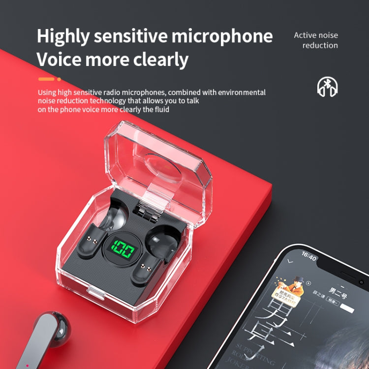 K30 Transparent Capsule Digital Display Touch Control Bluetooth Earphones(Green) - Bluetooth Earphone by buy2fix | Online Shopping UK | buy2fix