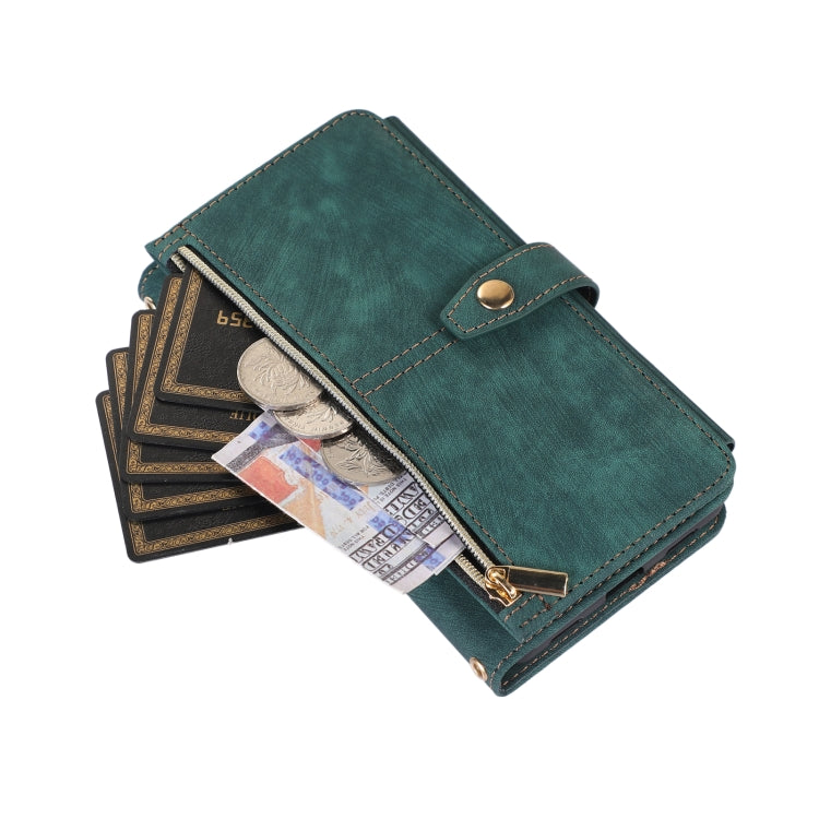 For Google Pixel 7a Dream 9-Card Wallet Zipper Bag Leather Phone Case(Green) - Google Cases by buy2fix | Online Shopping UK | buy2fix