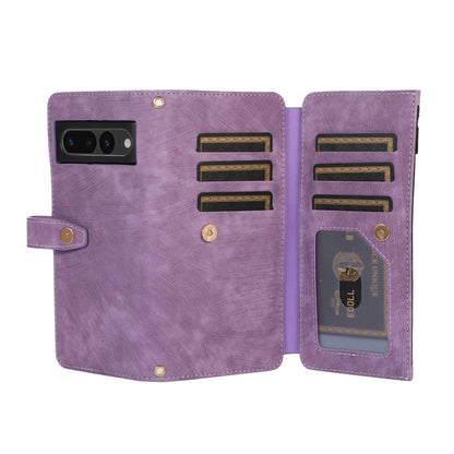 For Google Pixel 7 Pro Dream 9-Card Wallet Zipper Bag Leather Phone Case(Purple) - Google Cases by buy2fix | Online Shopping UK | buy2fix