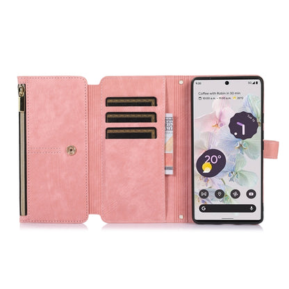 For Google Pixel 6a Dream 9-Card Wallet Zipper Bag Leather Phone Case(Pink) - Google Cases by buy2fix | Online Shopping UK | buy2fix