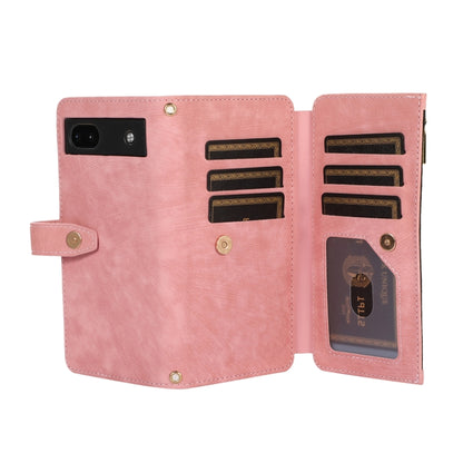 For Google Pixel 6a Dream 9-Card Wallet Zipper Bag Leather Phone Case(Pink) - Google Cases by buy2fix | Online Shopping UK | buy2fix