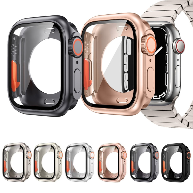 For Apple Watch Series 9 / 8 / 7 45mm Change to Ultra 49mm All-Inclusive Film Hybrid PC Watch Case(Rose Gold) - Watch Cases by buy2fix | Online Shopping UK | buy2fix