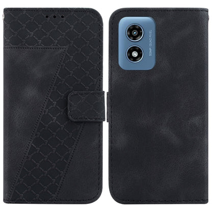 For Motorola Moto G Play 4G 2024 Seven-shaped Embossed Leather Phone Case(Black) - Motorola Cases by buy2fix | Online Shopping UK | buy2fix