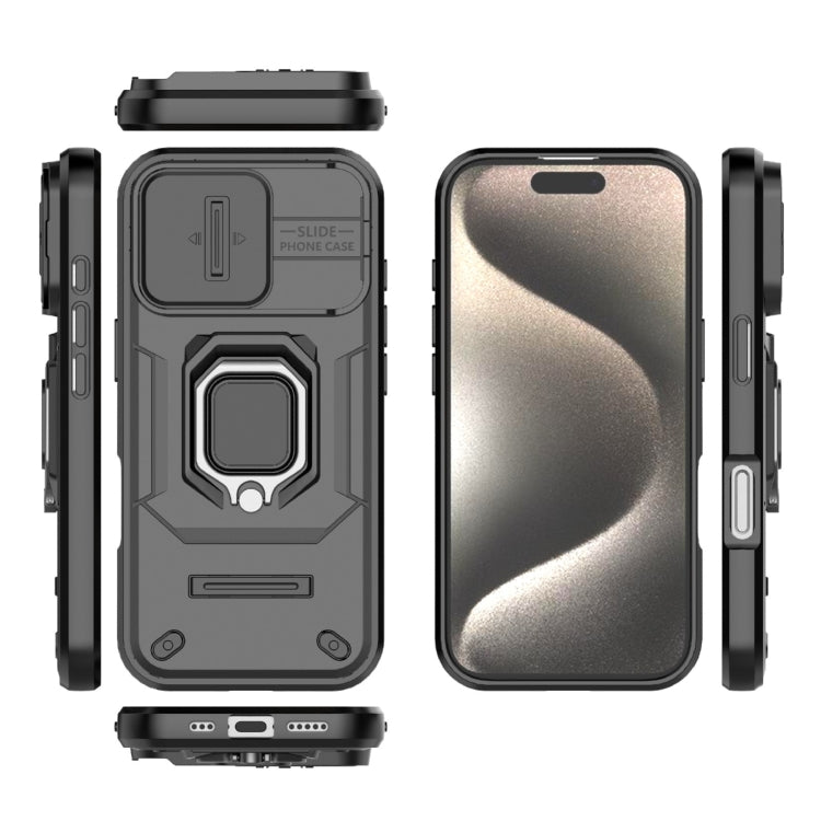 For iPhone 16 Pro Sliding Camshield TPU + PC Shockproof Phone Case with Holder(Black) - iPhone 16 Pro Cases by buy2fix | Online Shopping UK | buy2fix