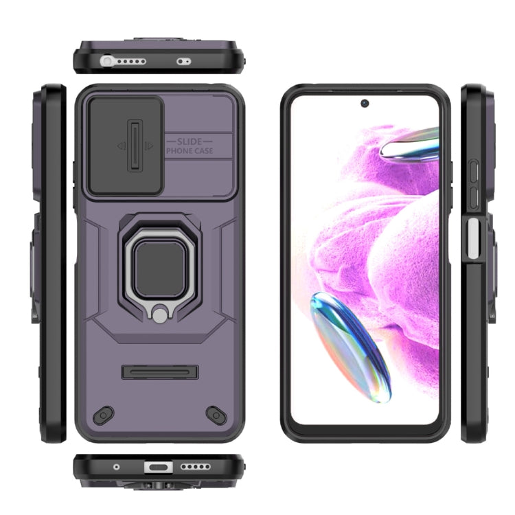 For Xiaomi Redmi Note 12S 4G Global Sliding Camshield TPU + PC Shockproof Phone Case with Holder(Purple) - Xiaomi Cases by buy2fix | Online Shopping UK | buy2fix