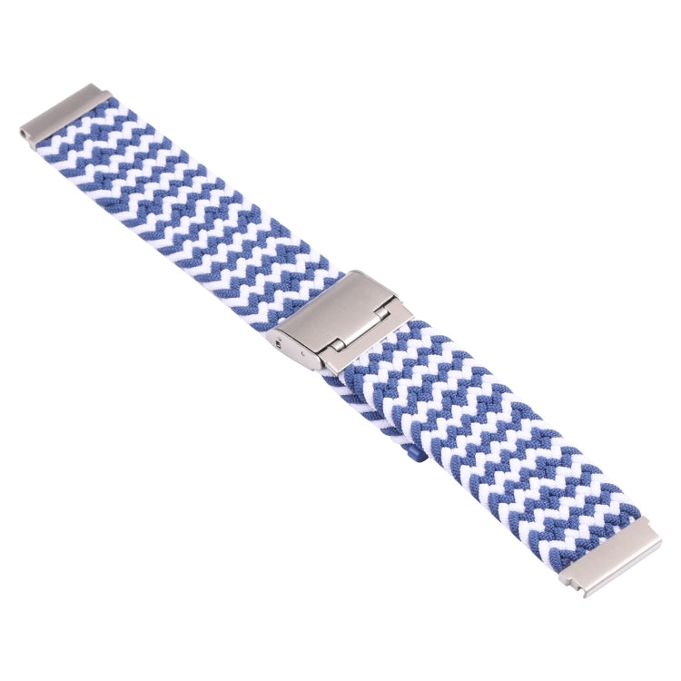 For Samsung Galaxy Watch 6 / 6 Classic Nylon Braided Metal Buckle Watch Band(W Blue White) - Watch Bands by buy2fix | Online Shopping UK | buy2fix