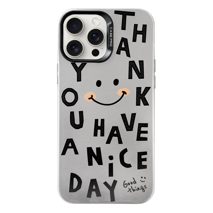 For iPhone 16 Pro Max Electroplated Silver Series PC Protective Phone Case(Cute Smiley Face) - iPhone 16 Pro Max Cases by buy2fix | Online Shopping UK | buy2fix