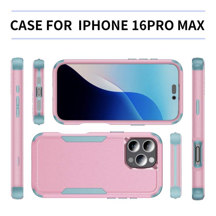 For iPhone 16 Pro Max Commuter Shockproof TPU + PC Phone Case(Pink+Grey Green) - iPhone 16 Pro Max Cases by buy2fix | Online Shopping UK | buy2fix