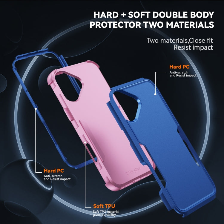 For iPhone 16 Plus Commuter Shockproof TPU + PC Phone Case(Royal Blue+Pink) - iPhone 16 Plus Cases by buy2fix | Online Shopping UK | buy2fix