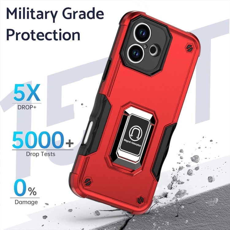 For iPhone 16 Plus Ring Holder Non-slip Shockproof Armor Phone Case(Red) - iPhone 16 Plus Cases by buy2fix | Online Shopping UK | buy2fix