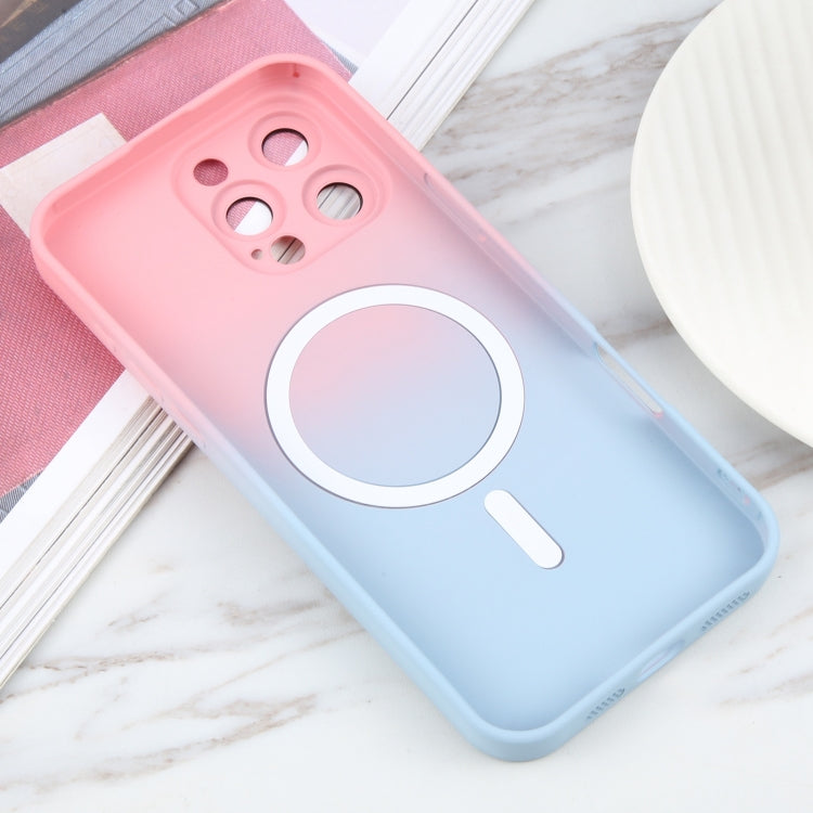 For iPhone 16 Pro Liquid TPU Silicone Gradient MagSafe Phone Case(Pink Blue) - iPhone 16 Pro Cases by buy2fix | Online Shopping UK | buy2fix