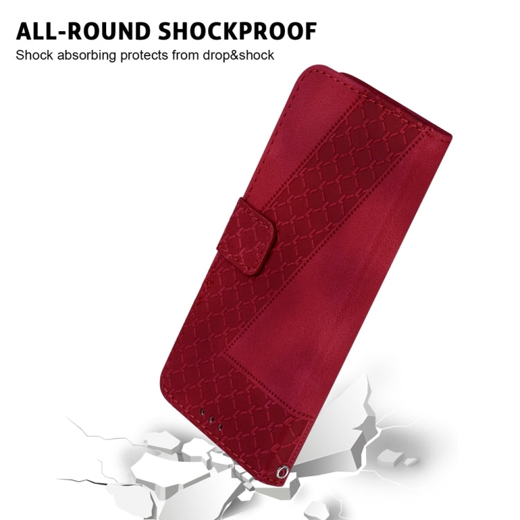 For Xiaomi Redmi Note 13 5G 7-shaped Embossed Leather Phone Case(Red) - Note 13 Cases by buy2fix | Online Shopping UK | buy2fix