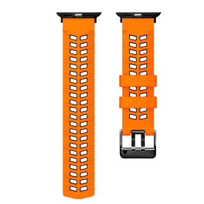 For Apple Watch Series 2 42mm Twill Dual-row Buckle Silicone Watch Band(Orange Black) - Watch Bands by buy2fix | Online Shopping UK | buy2fix