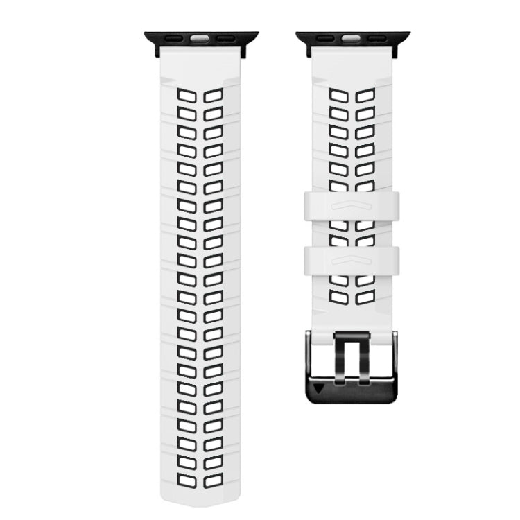 For Apple Watch Series 2 38mm Twill Dual-row Buckle Silicone Watch Band(White Black) - Watch Bands by buy2fix | Online Shopping UK | buy2fix