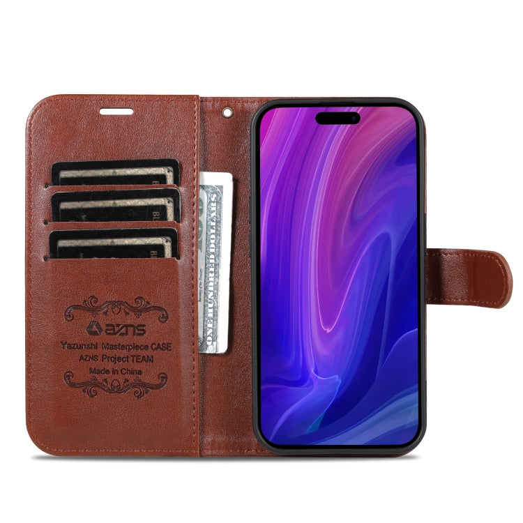 For iPhone 16 Pro AZNS Sheepskin Texture Flip Leather Phone Case(Brown) - iPhone 16 Pro Cases by AZNS | Online Shopping UK | buy2fix