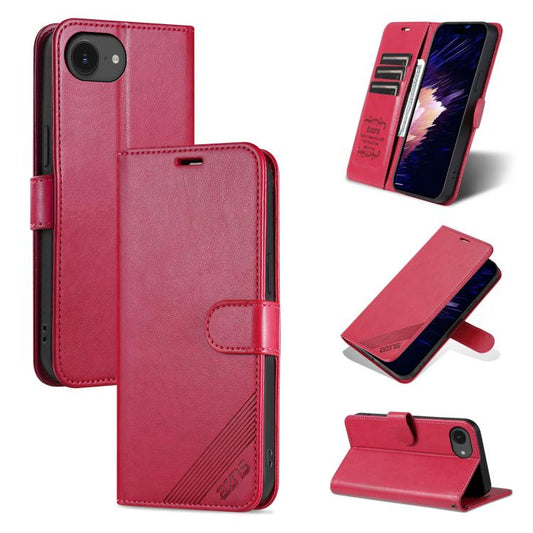 For iPhone 16e AZNS Sheepskin Texture Flip Leather Phone Case(Red) - iPhone 16e Cases by AZNS | Online Shopping UK | buy2fix