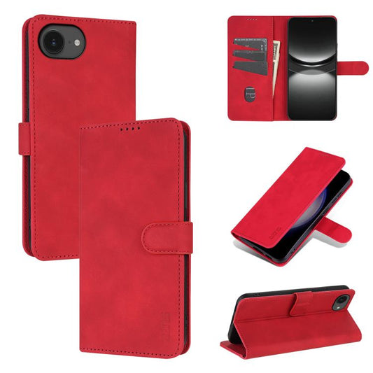 For iPhone 16e AZNS Skin Feel Calf Texture Flip Leather Phone Case(Red) - iPhone 16e Cases by AZNS | Online Shopping UK | buy2fix