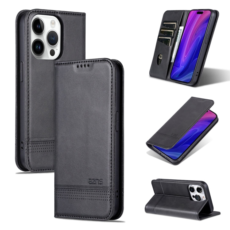 For iPhone 15 Pro Max AZNS Magnetic Calf Texture Flip Leather Phone Case(Black) - iPhone 15 Pro Max Cases by AZNS | Online Shopping UK | buy2fix