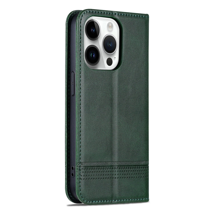 For iPhone 16 Pro AZNS Magnetic Calf Texture Flip Leather Phone Case(Dark Green) - iPhone 16 Pro Cases by AZNS | Online Shopping UK | buy2fix