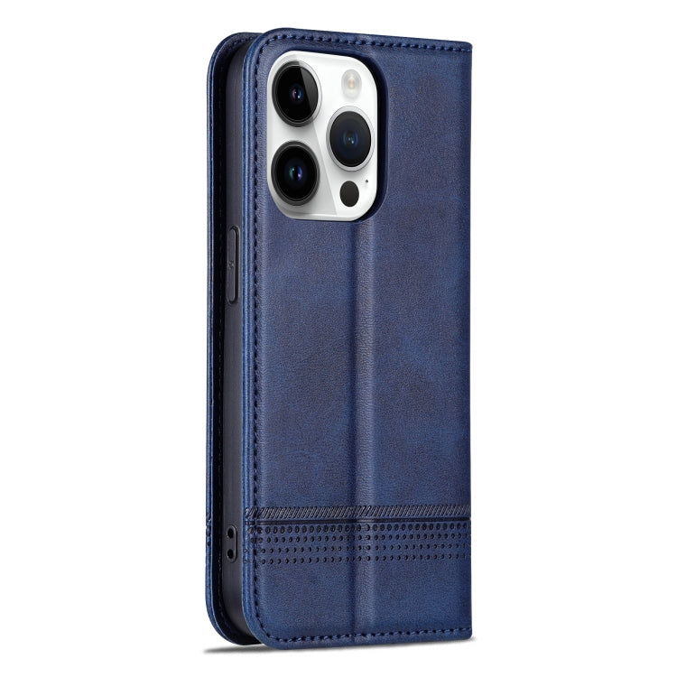 For iPhone 16 Pro AZNS Magnetic Calf Texture Flip Leather Phone Case(Dark Blue) - iPhone 16 Pro Cases by AZNS | Online Shopping UK | buy2fix