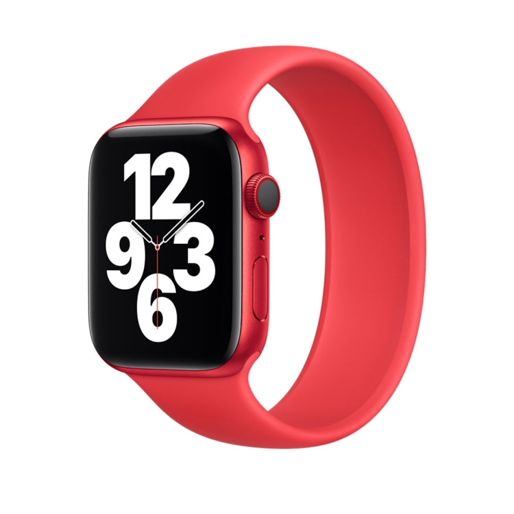 For Apple Watch Series 9&8&7 41mm / SE 3&SE 2&6&SE&5&4 40mm / 3&2&1 38mm Solid Color Elastic Silicone Watch Band, Size:L 156mm (Red) - Watch Bands by buy2fix | Online Shopping UK | buy2fix