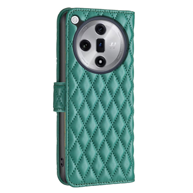 For OPPO Find X7 Ultra Diamond Lattice Wallet Leather Flip Phone Case(Green) - Find X7 Ultra Cases by buy2fix | Online Shopping UK | buy2fix
