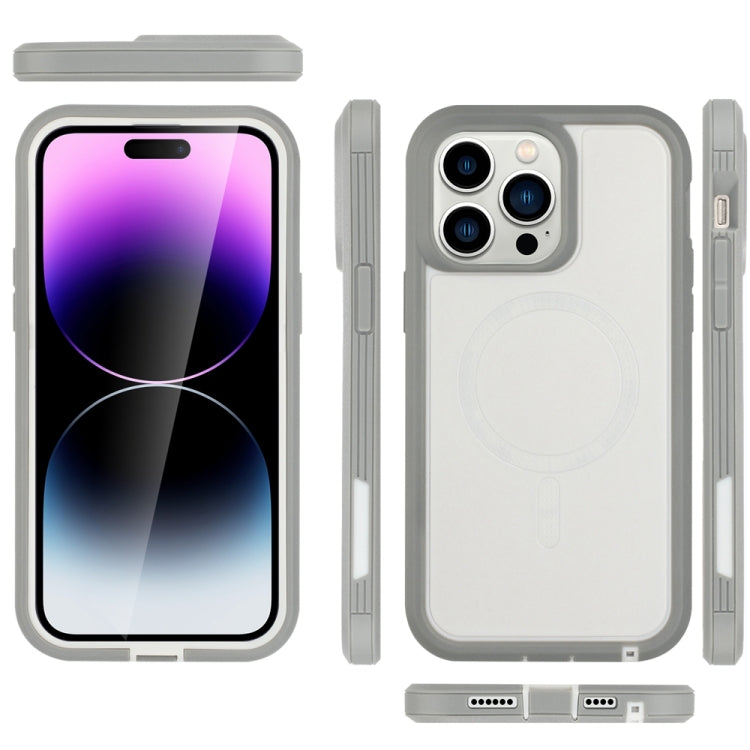 For iPhone 14 Plus Defender Series XT MagSafe Magnetic PC + TPU Shockproof Phone Case(White+Grey) - iPhone 14 Plus Cases by buy2fix | Online Shopping UK | buy2fix