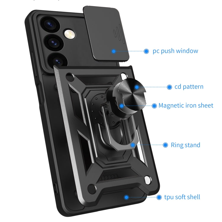 For Samsung Galaxy S24 5G Sliding Camera Cover Design TPU+PC Phone Case(Black) - Galaxy S24 5G Cases by buy2fix | Online Shopping UK | buy2fix