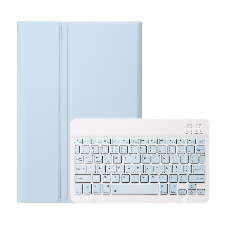 For Samsung Galaxy Tab S9 FE A710B Candy Color TPU Bluetooth Keyboard Leather Tablet Case with Pen Holder(Ice Blue) - Samsung Keyboard by buy2fix | Online Shopping UK | buy2fix