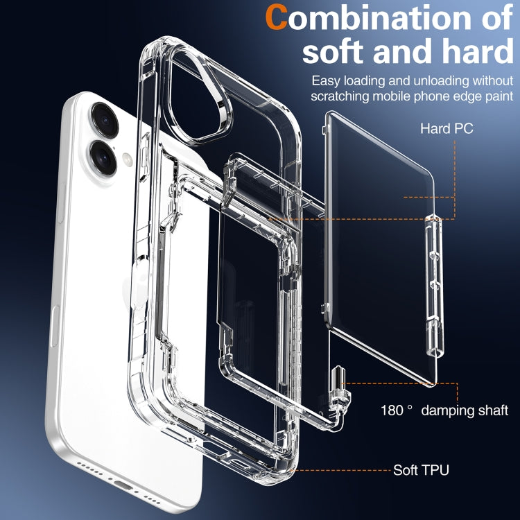 For iPhone 16 Crystal Clear Flip Card Slot Phone Case(Transparent) - iPhone 16 Cases by buy2fix | Online Shopping UK | buy2fix